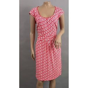 Boden Dress Women US 10R Margot Jersey Bird Print Coral Casual A-Line Pockets